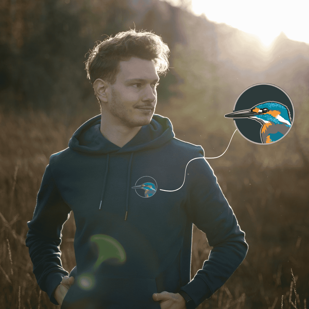Eisvogel Bio Männer Hoodie Backprint