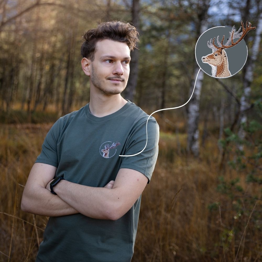 Hirsch Bio Männer T-Shirt Stick