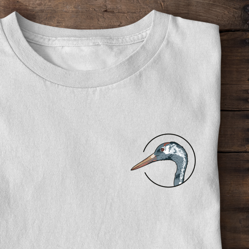 Kranich Bio Männer T-Shirt Backprint