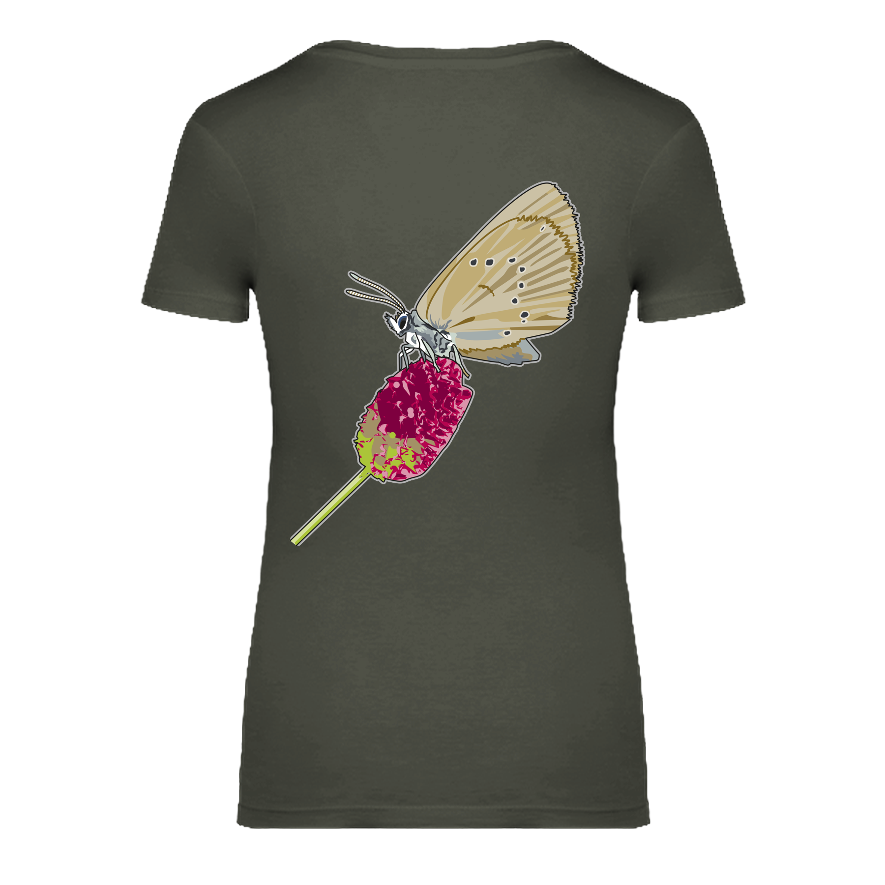 Dunkler Wiesenknopf-Ameisenbläuling Bio Frauen T-Shirt Backprint