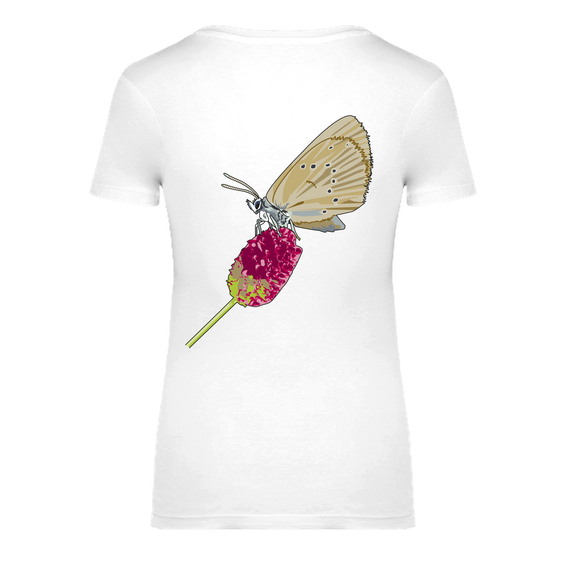 Dunkler Wiesenknopf-Ameisenbläuling Bio Frauen T-Shirt Backprint