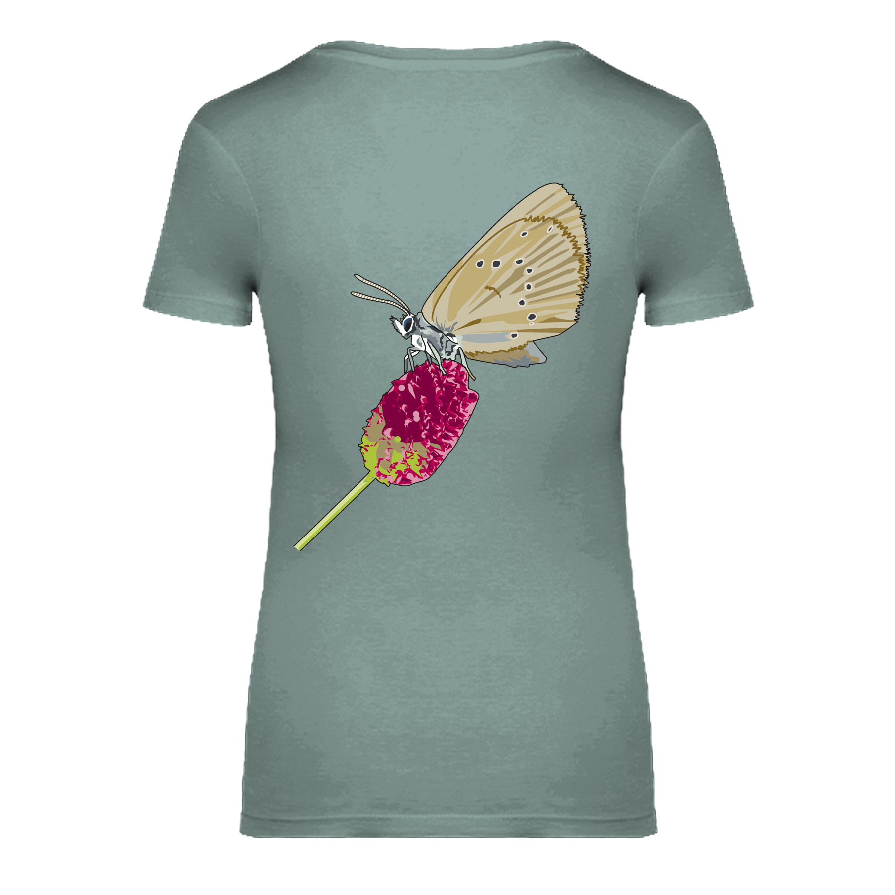 Dunkler Wiesenknopf-Ameisenbläuling Bio Frauen T-Shirt Backprint