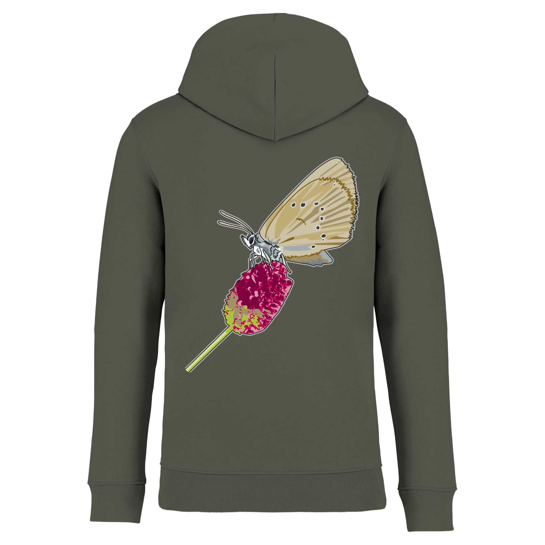 Dunkler Wiesenknopf-Ameisenbläuling Bio Unisex Hoodie Backprint