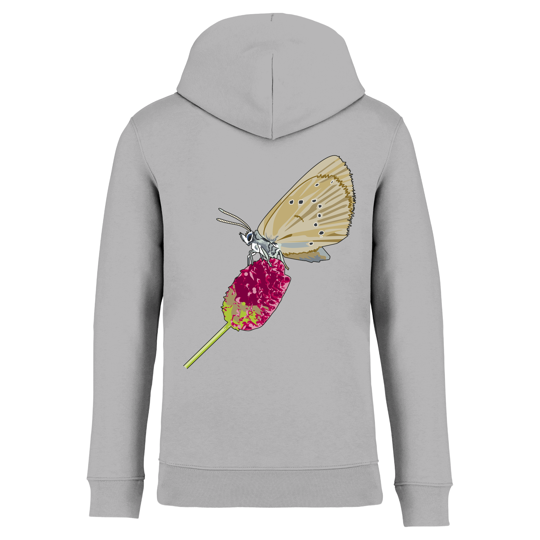 Dunkler Wiesenknopf-Ameisenbläuling Bio Unisex Hoodie Backprint
