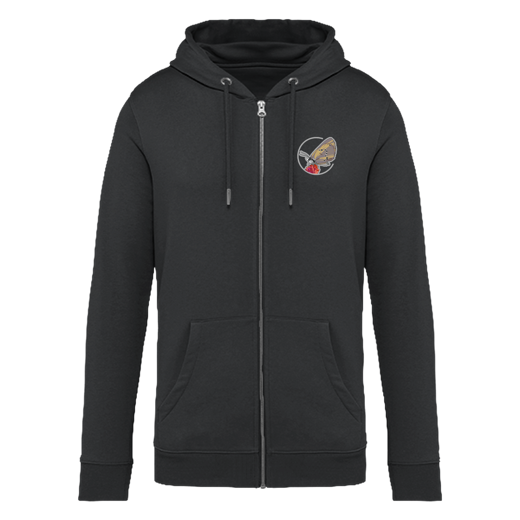 Dunkler Wiesenknopf-Ameisenbläuling Bio Unisex Zip-Hoodie Stick