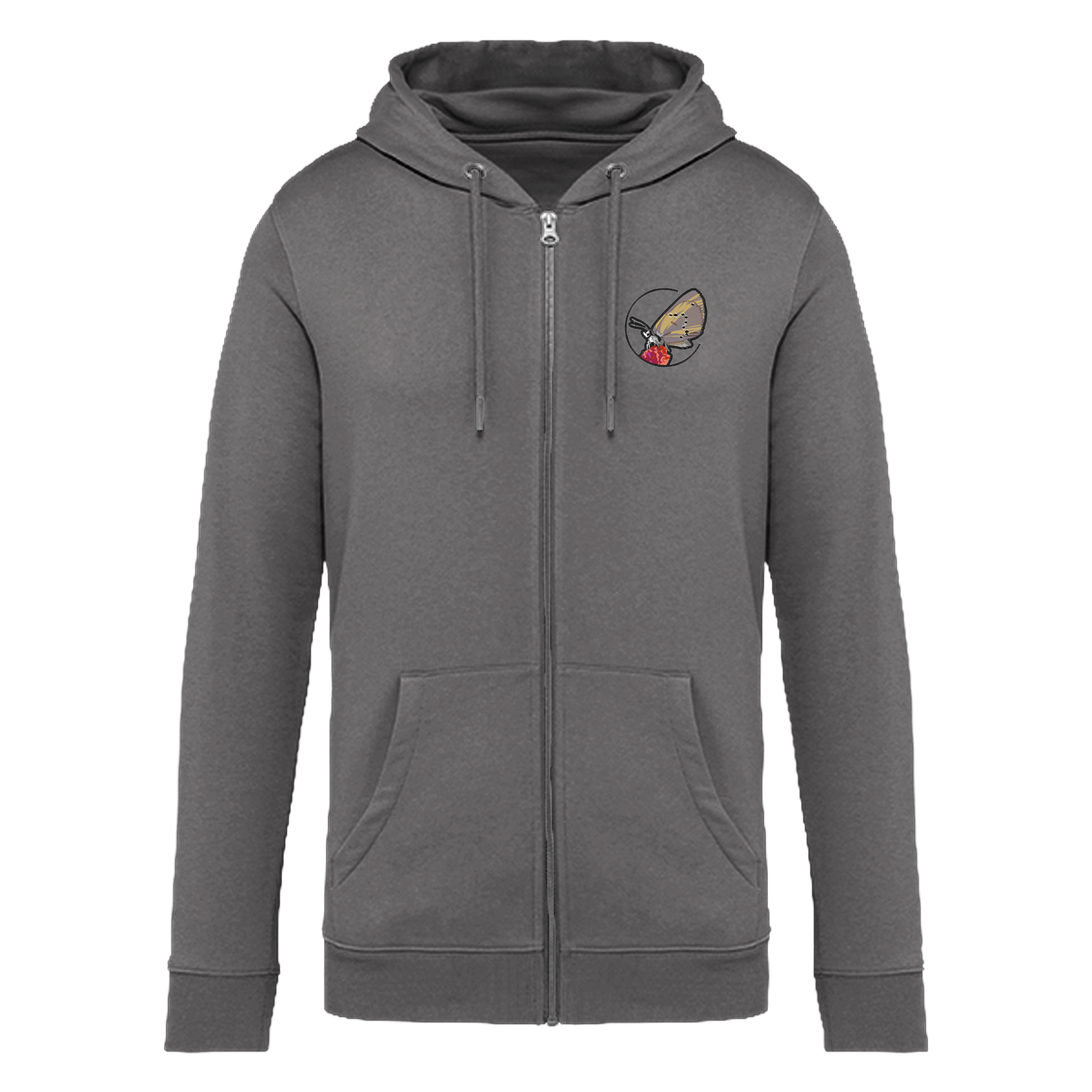 Dunkler Wiesenknopf-Ameisenbläuling Bio Unisex Zip-Hoodie Stick
