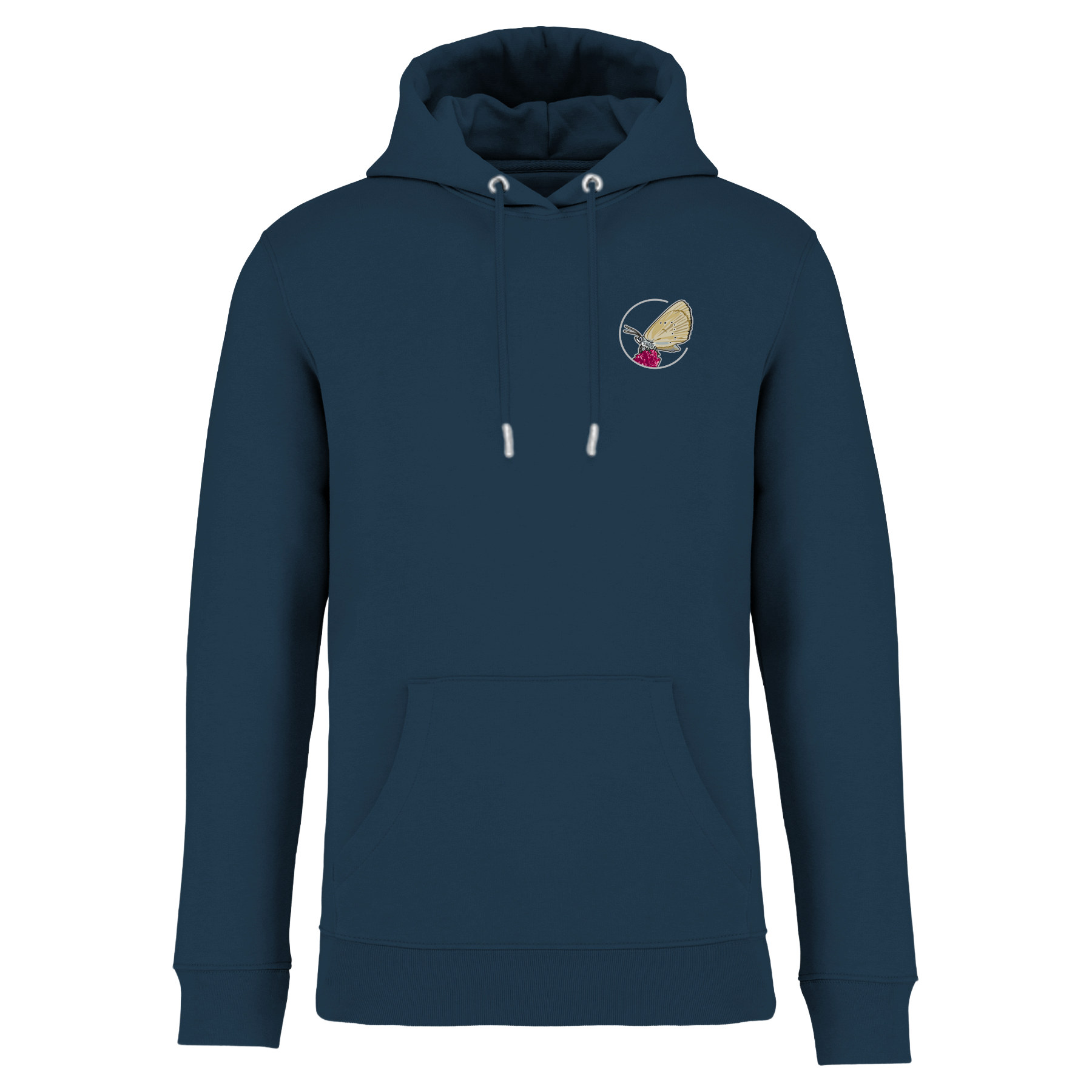 Dunkler Wiesenknopf-Ameisenbläuling Bio Unisex Hoodie Backprint