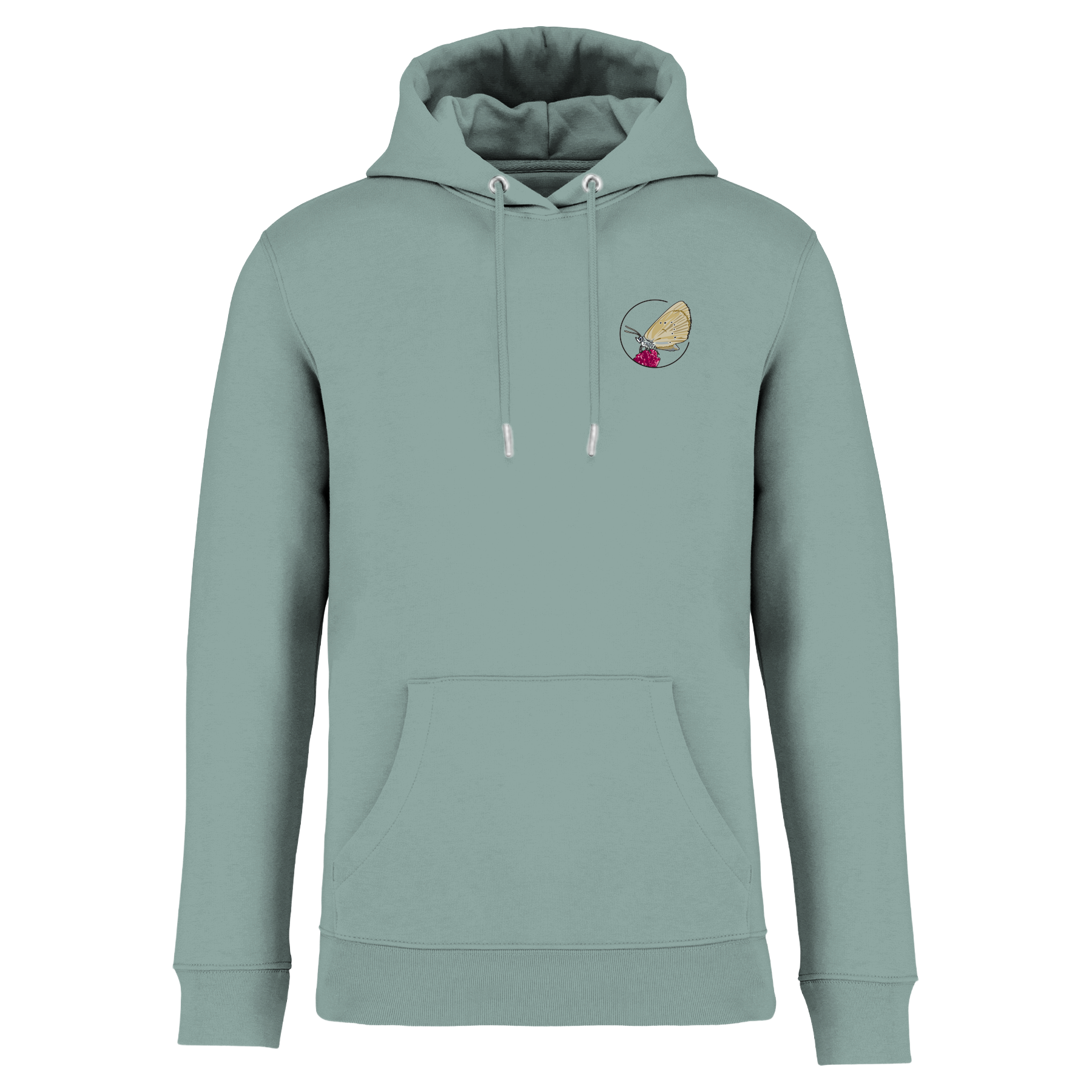 Dunkler Wiesenknopf-Ameisenbläuling Bio Unisex Hoodie Backprint