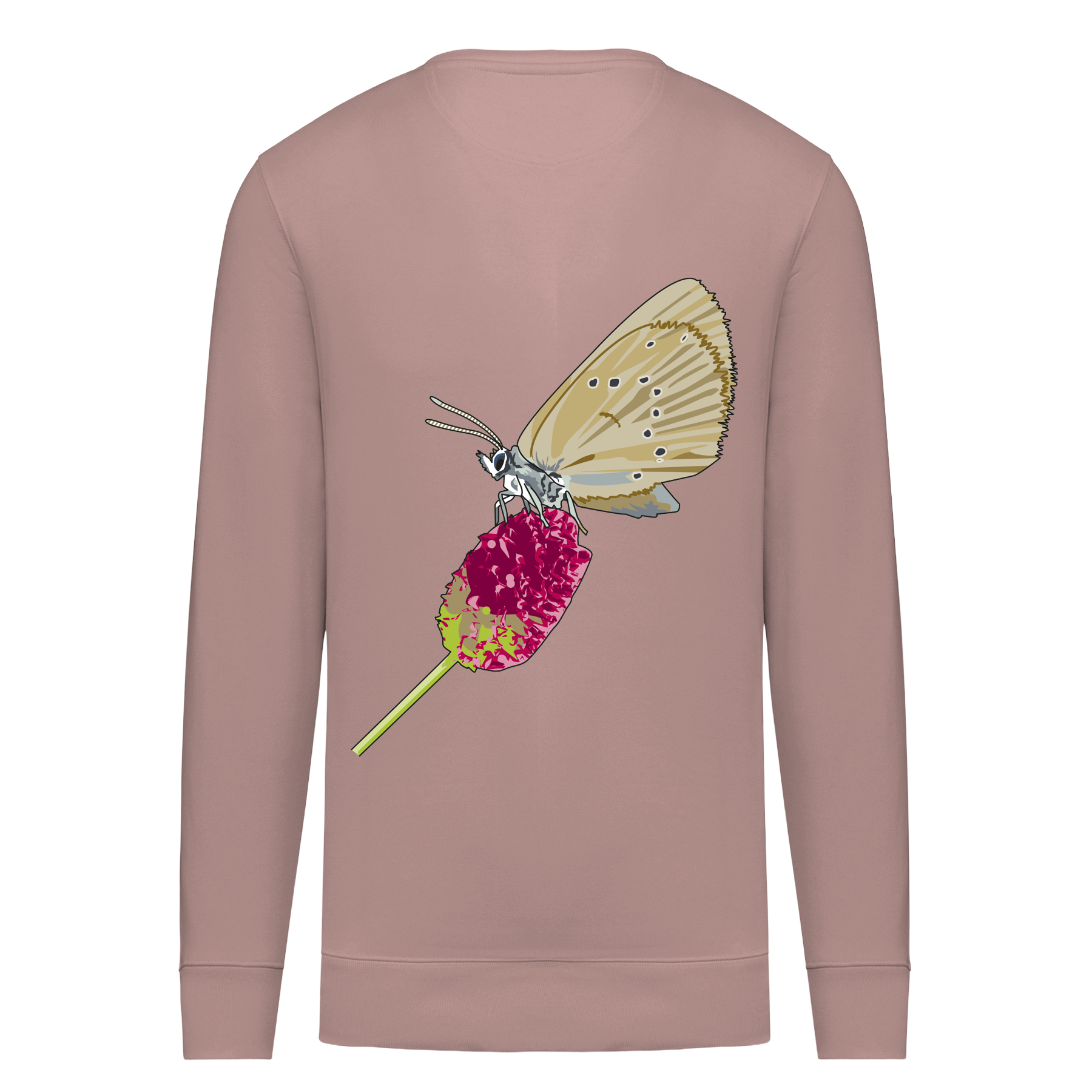 Dunkler Wiesenknopf-Ameisenbläuling Bio Unisex Sweatshirt Backprint
