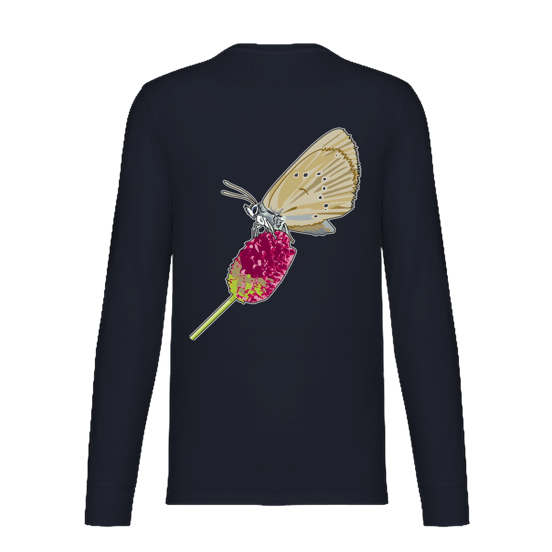 Dunkler Wiesenknopf-Ameisenbläuling Bio Unisex Longsleeve Backprint