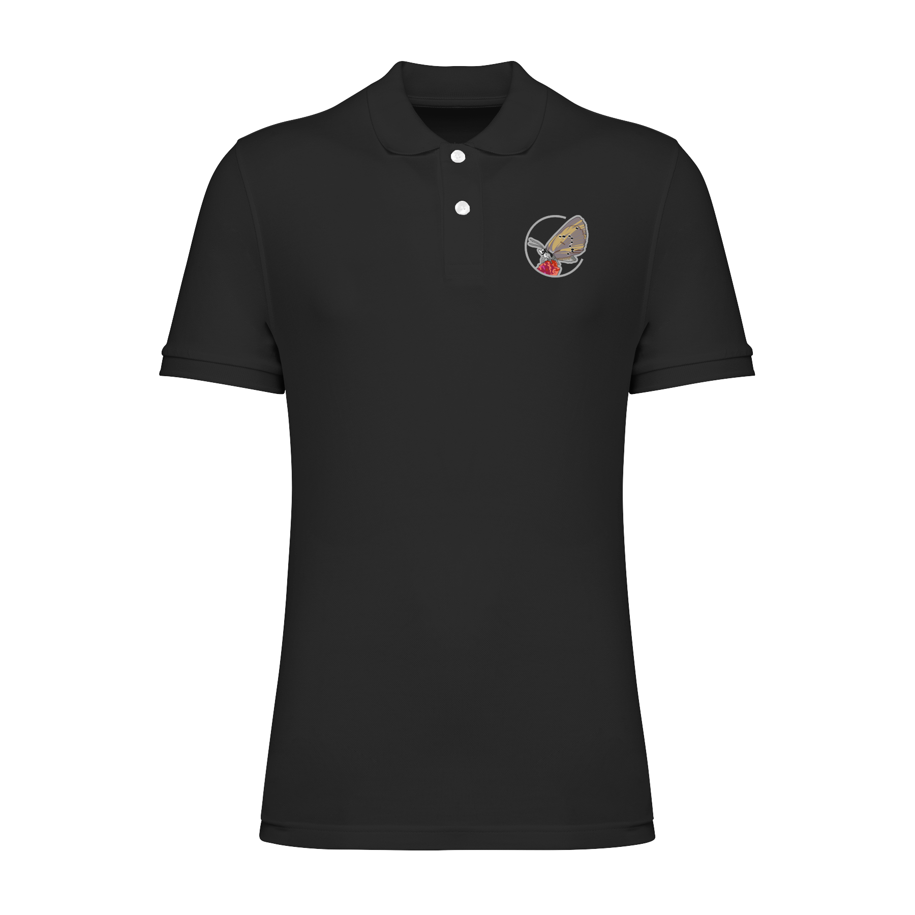 Dunkler Wiesenknopf-Ameisenbläuling Bio Männer Poloshirt Stick
