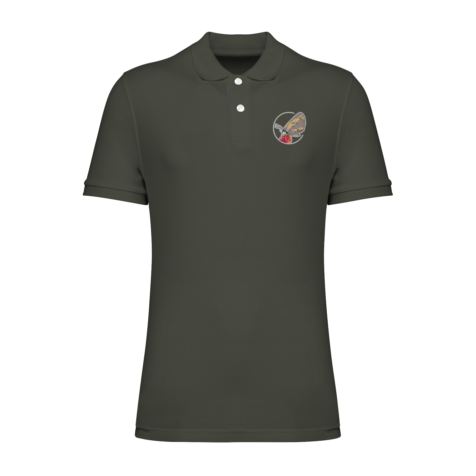 Dunkler Wiesenknopf-Ameisenbläuling Bio Männer Poloshirt Stick