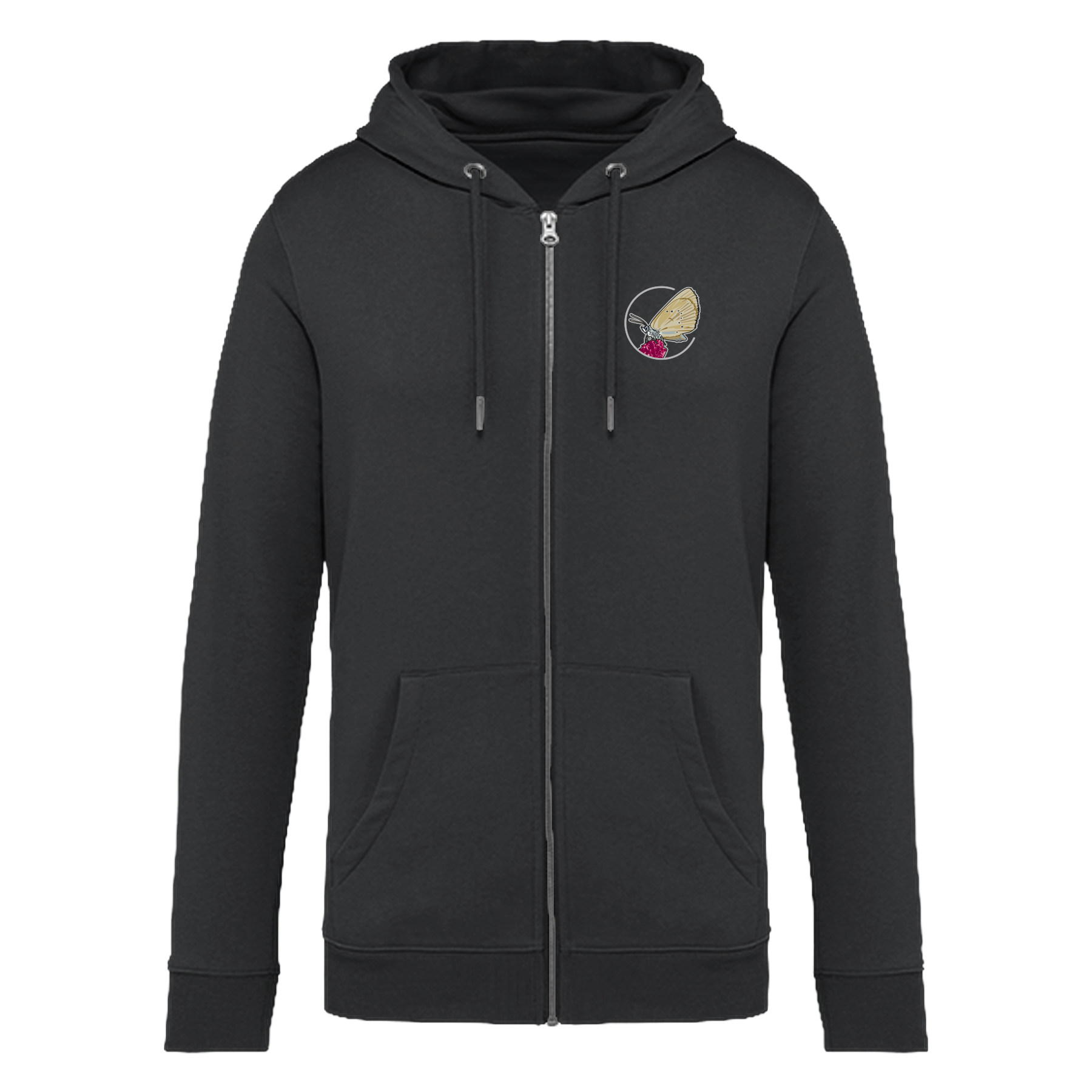 Dunkler Wiesenknopf-Ameisenbläuling Bio Unisex Zip-Hoodie