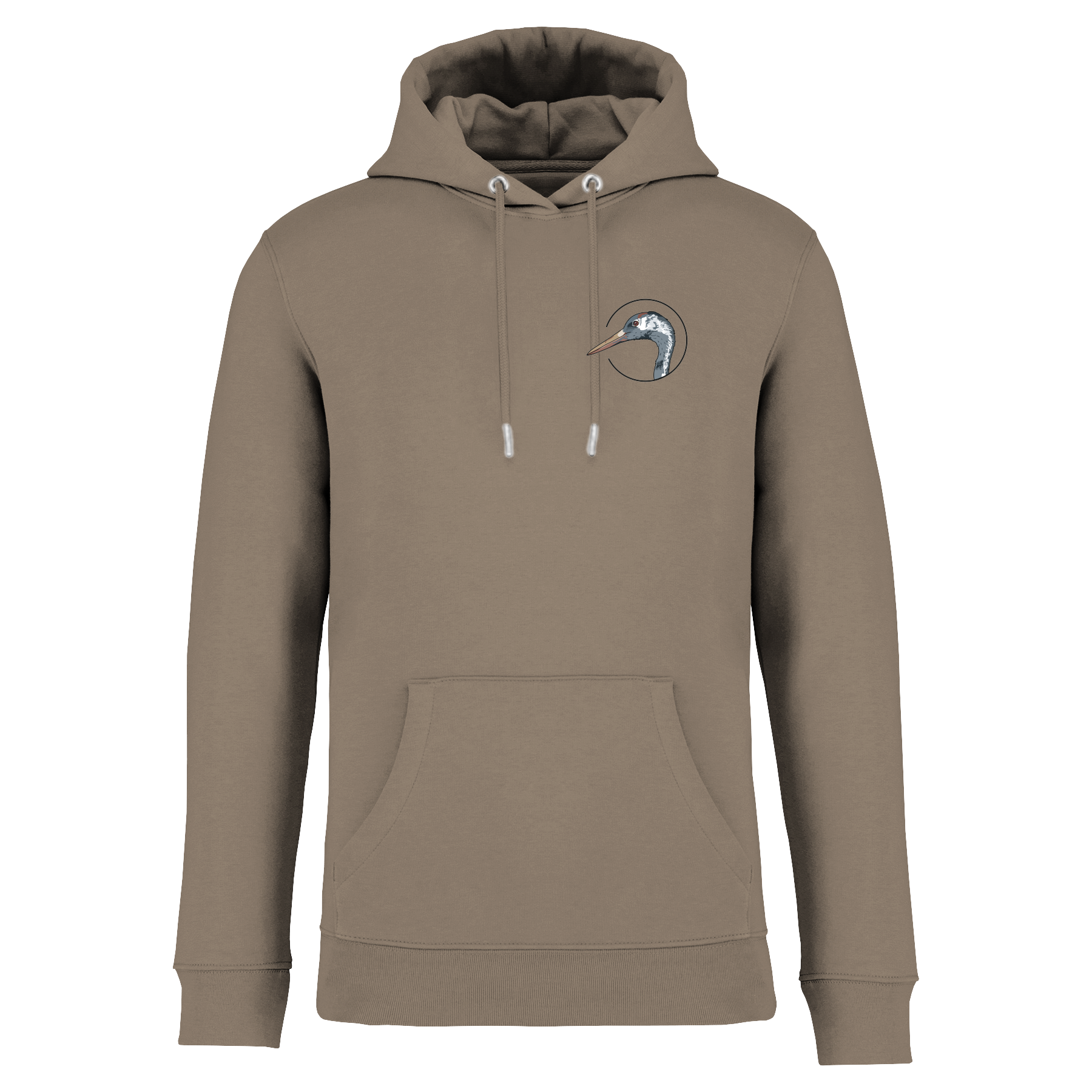 Kranich Bio Männer Hoodie Backprint