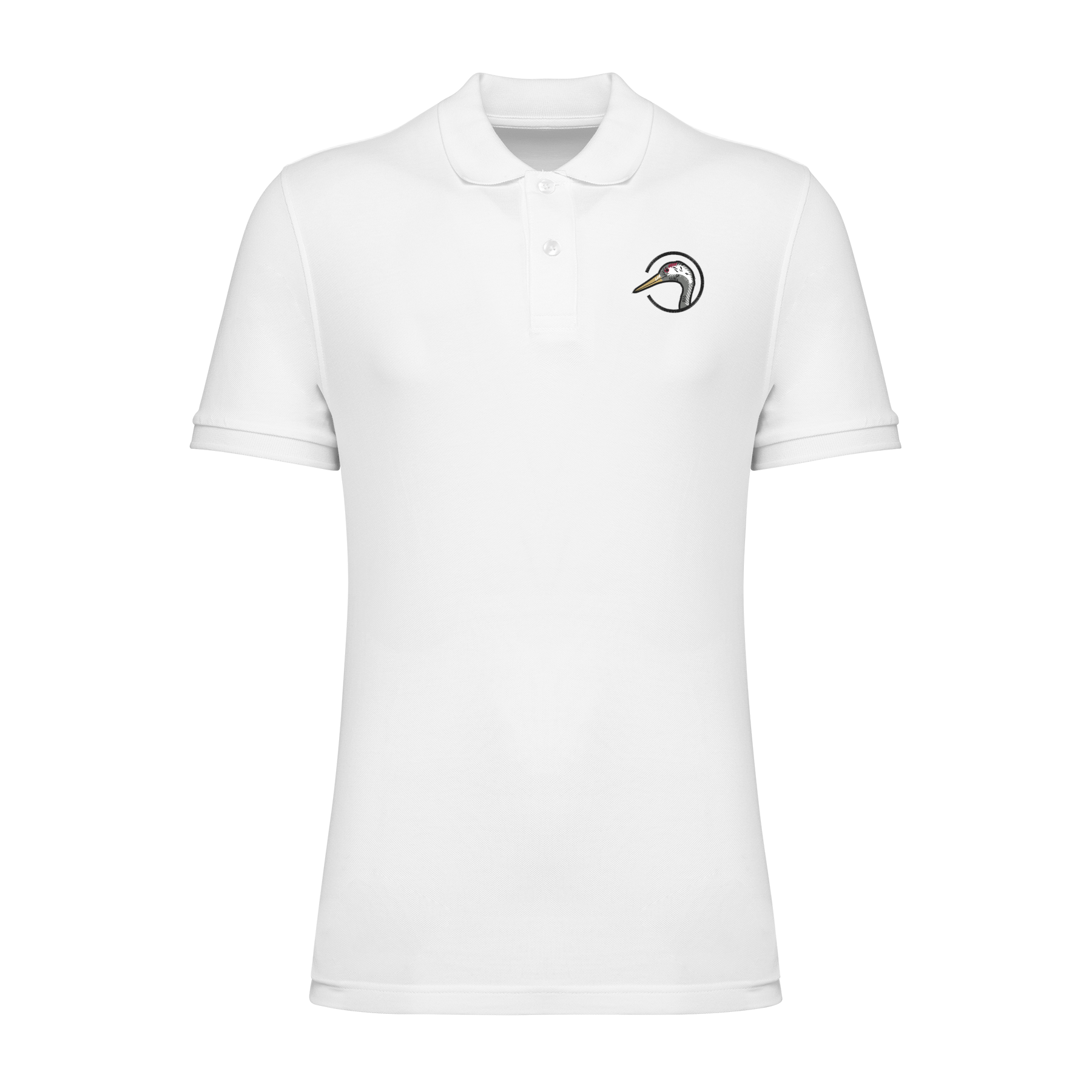 Kranich Bio Männer Poloshirt Stick