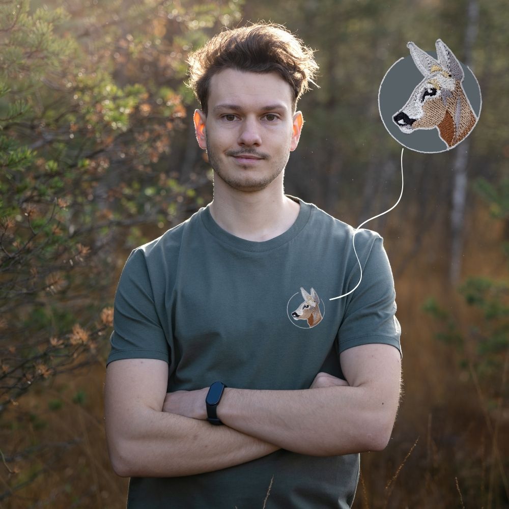 Reh Bio Männer T-Shirt Stick