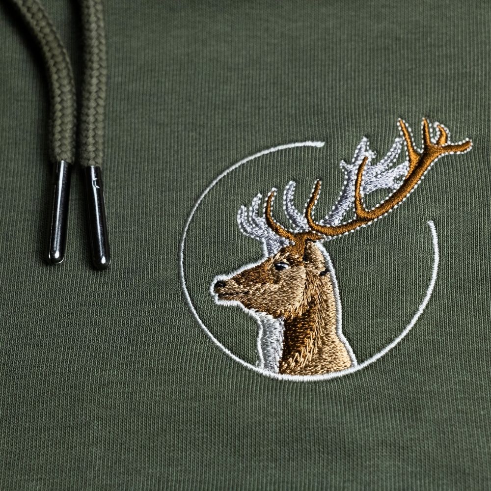 Hirsch Bio Männer Hoodie Stick