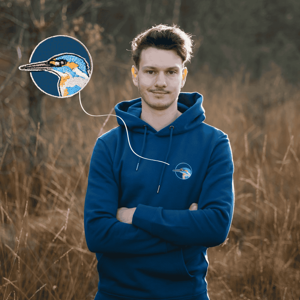 Eisvogel Bio Männer Hoodie Stick