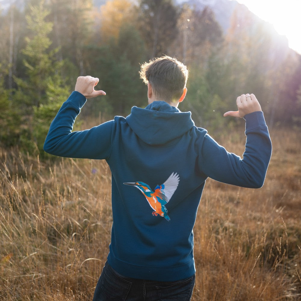 Eisvogel Bio Männer Hoodie Backprint
