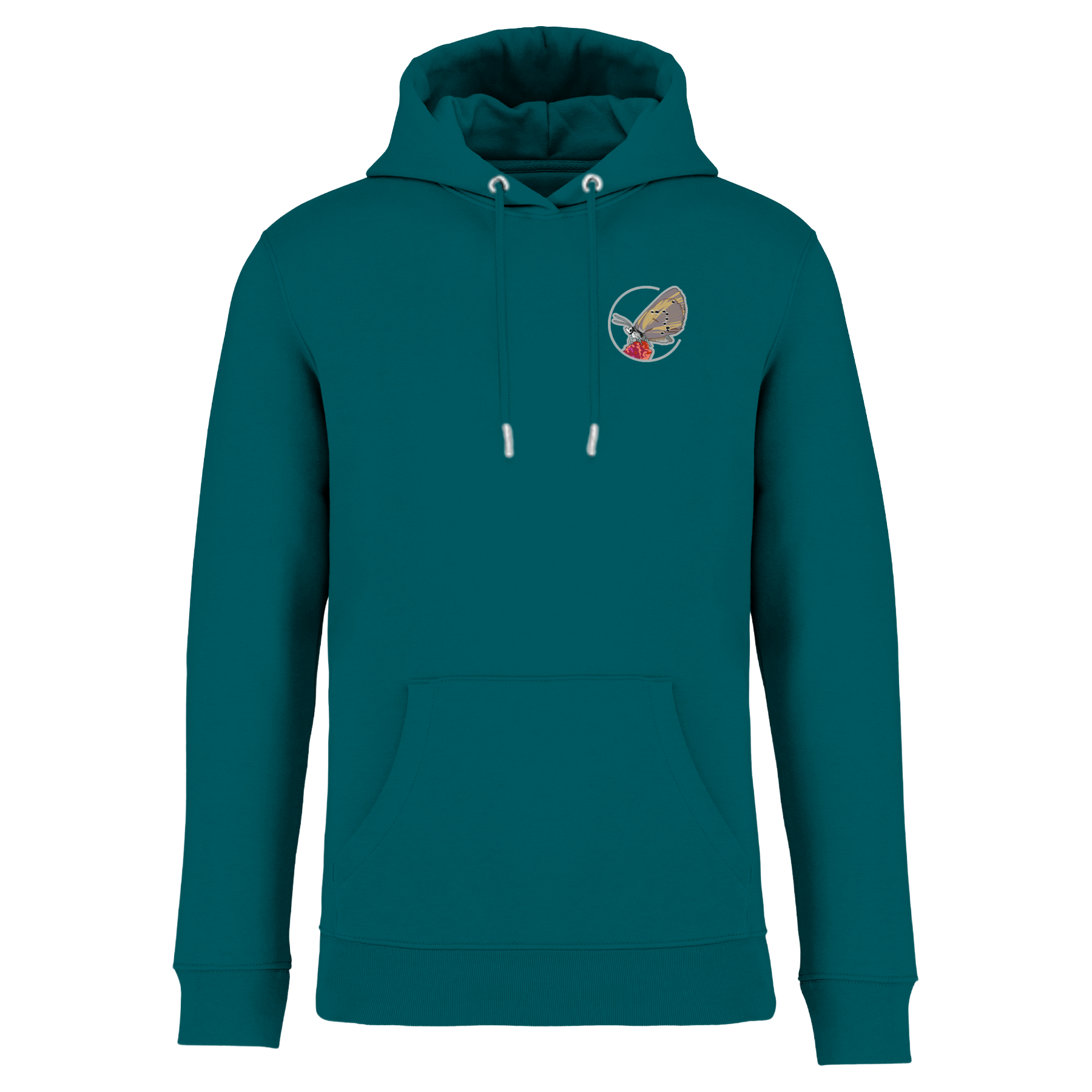 Dunkler Wiesenknopf-Ameisenbläuling Bio Männer Hoodie Stick