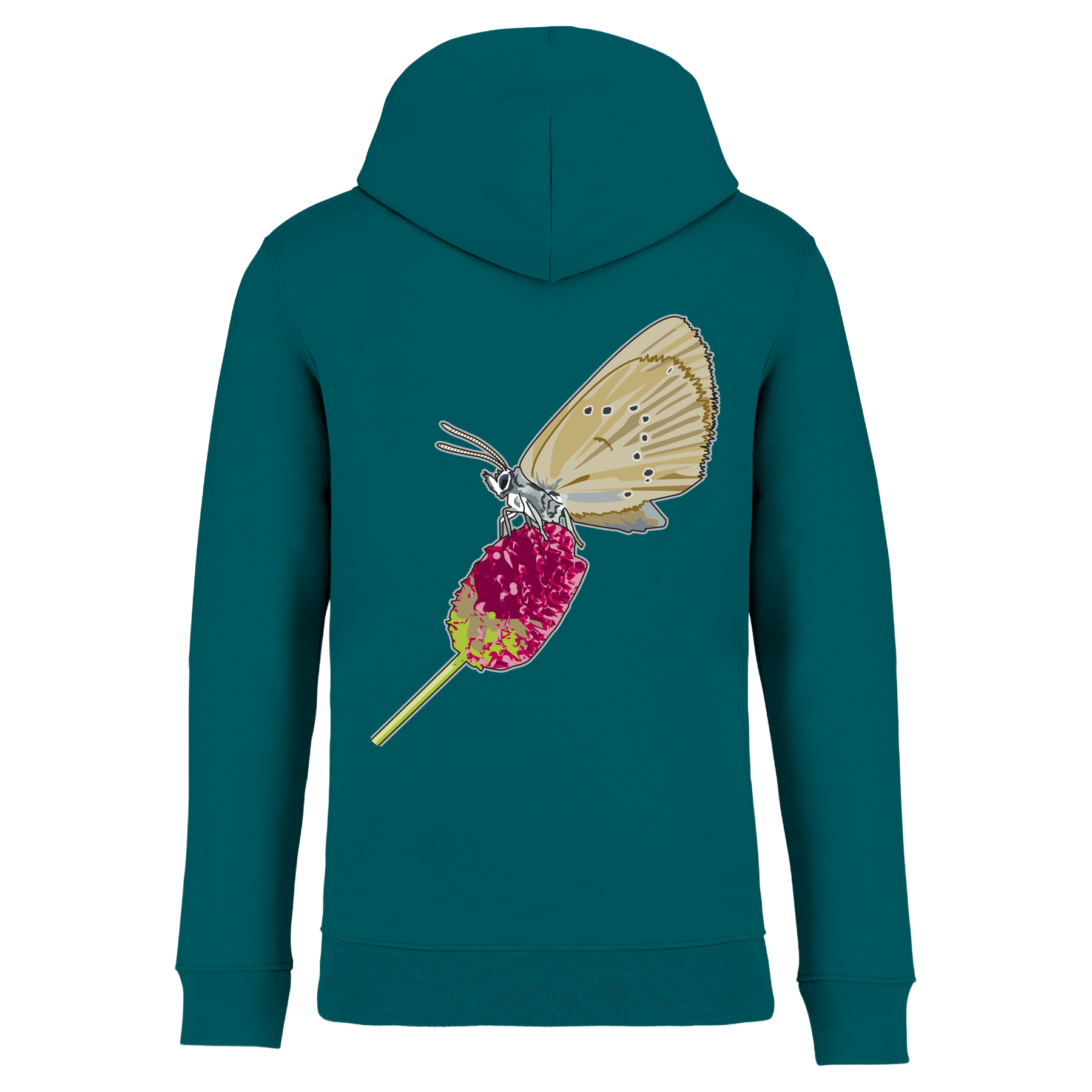 Dunkler Wiesenknopf-Ameisenbläuling Bio Männer Hoodie Backprint