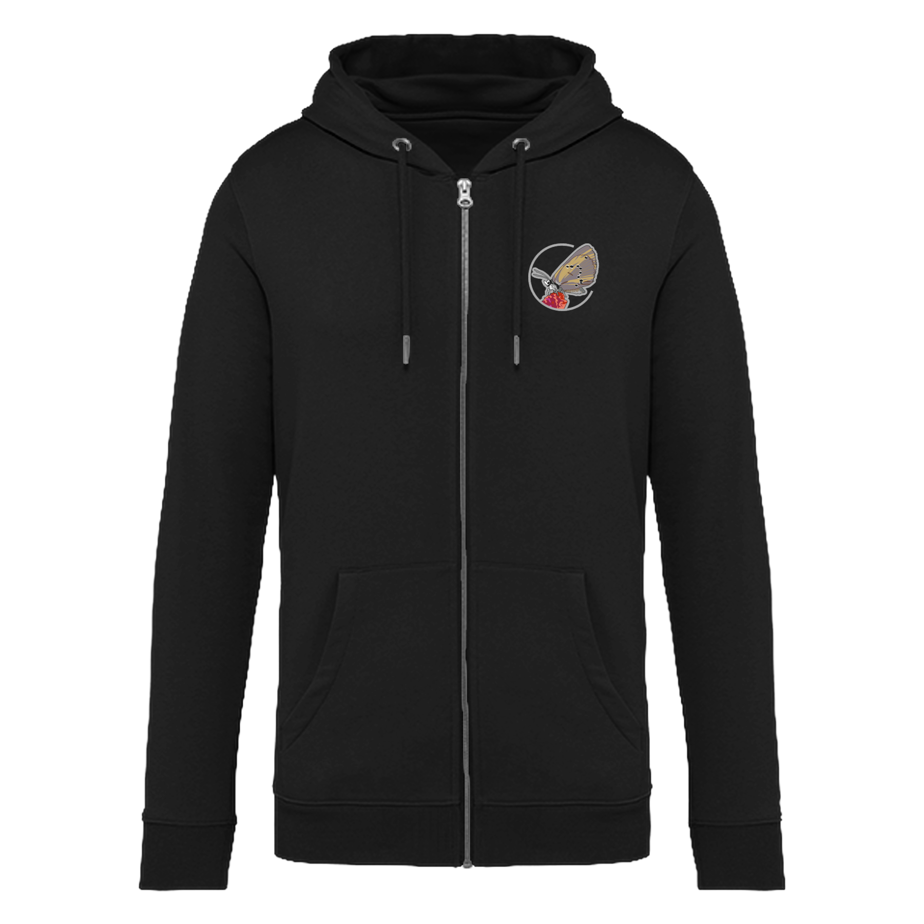 Dunkler Wiesenknopf-Ameisenbläuling Bio Unisex Zip-Hoodie Stick
