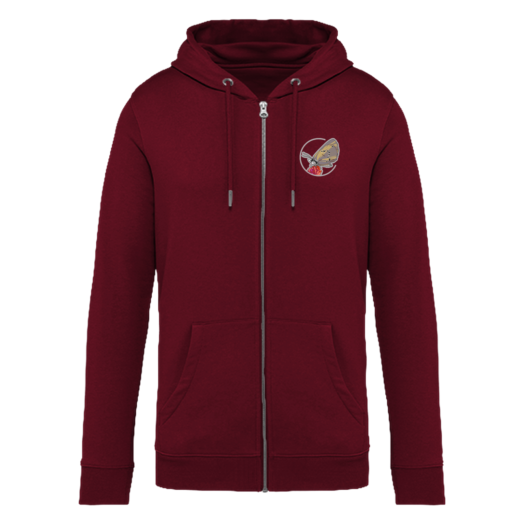 Dunkler Wiesenknopf-Ameisenbläuling Bio Unisex Zip-Hoodie Stick