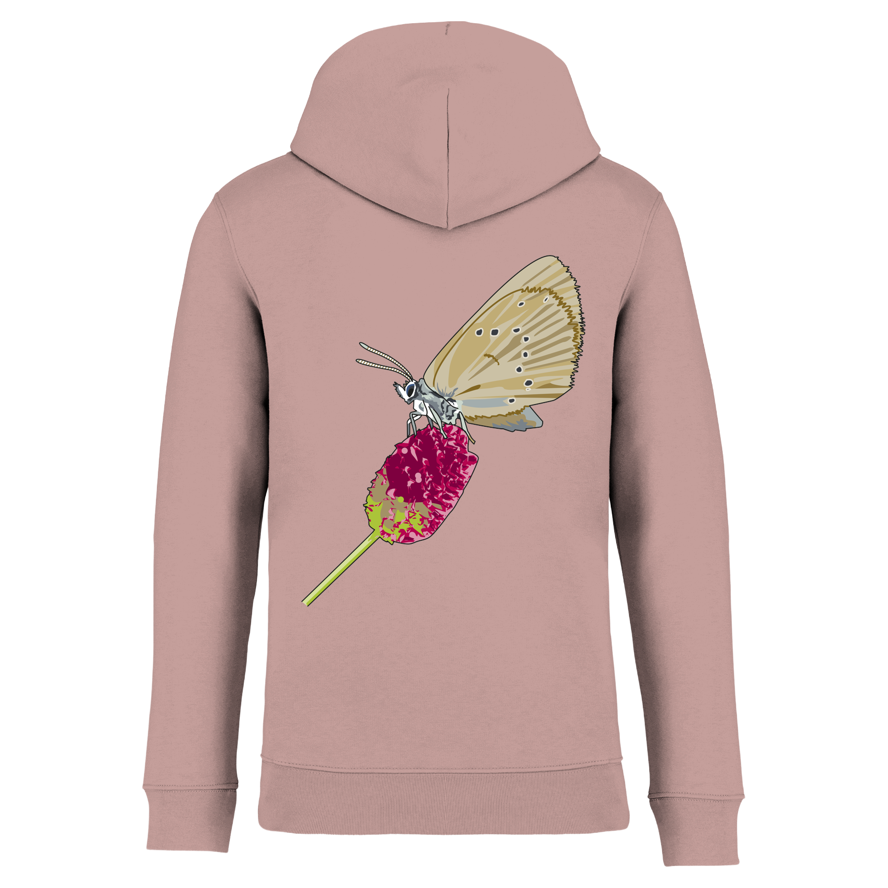 Dunkler Wiesenknopf-Ameisenbläuling Bio Unisex Hoodie Backprint