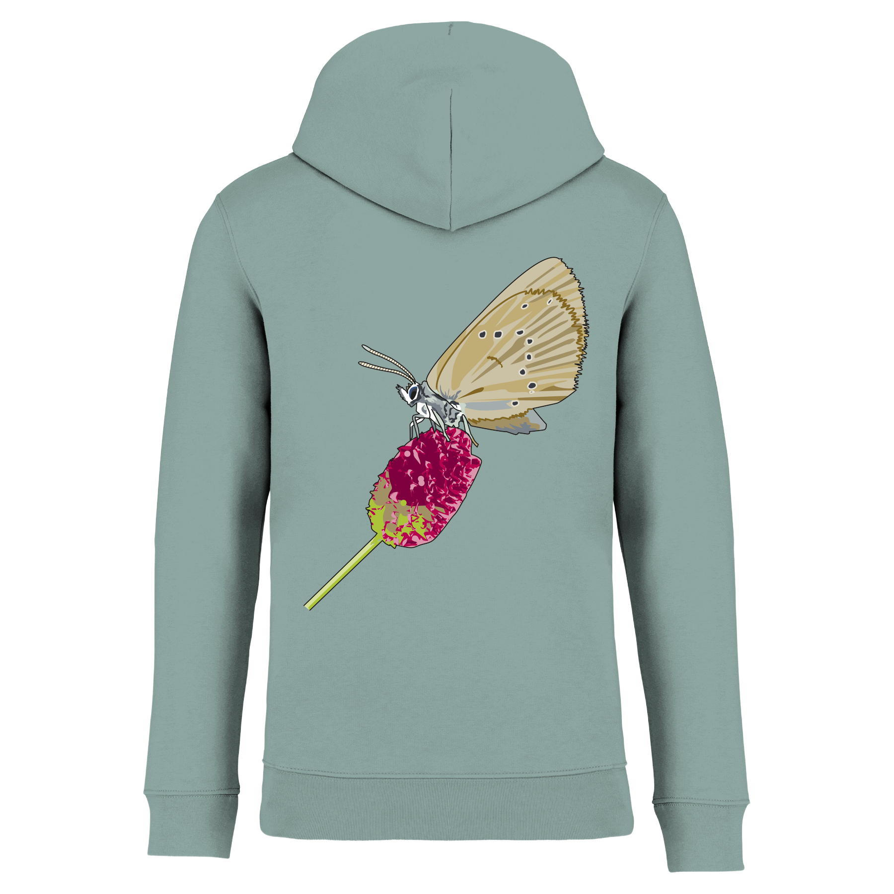 Dunkler Wiesenknopf-Ameisenbläuling Bio Unisex Hoodie Backprint