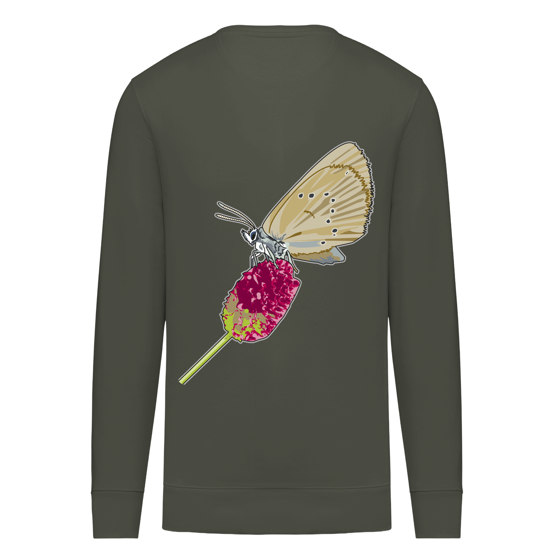Dunkler Wiesenknopf-Ameisenbläuling Bio Männer Sweatshirt Backprint