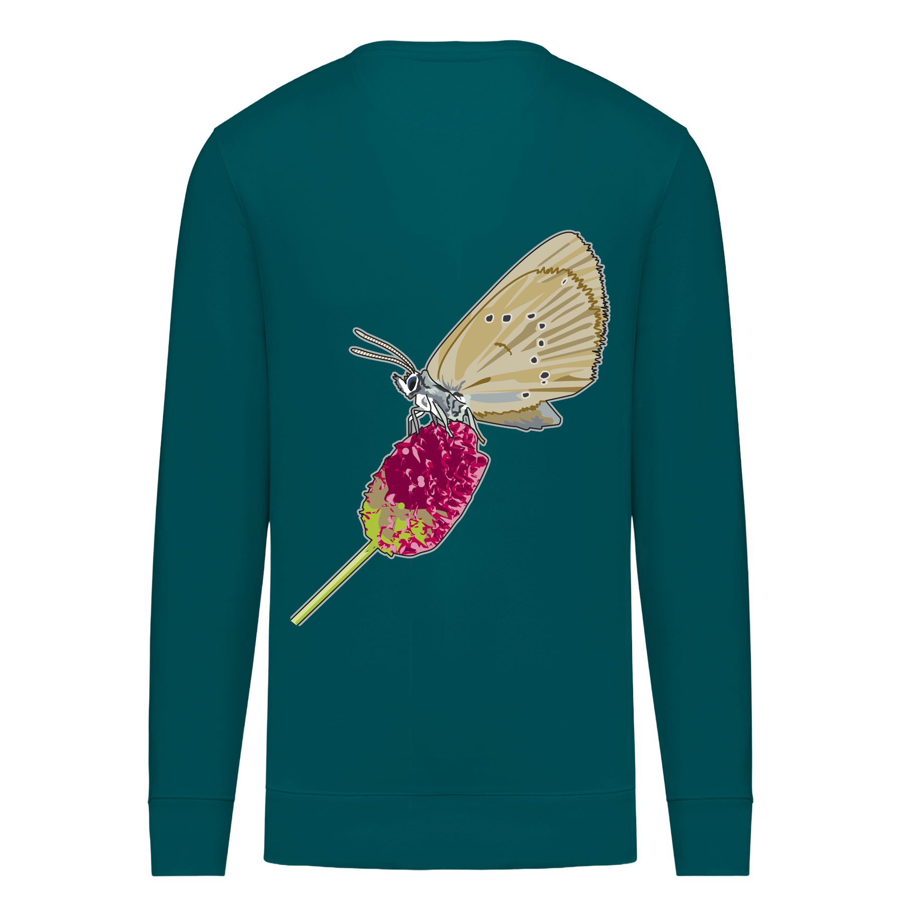Dunkler Wiesenknopf-Ameisenbläuling Bio Männer Sweatshirt Backprint