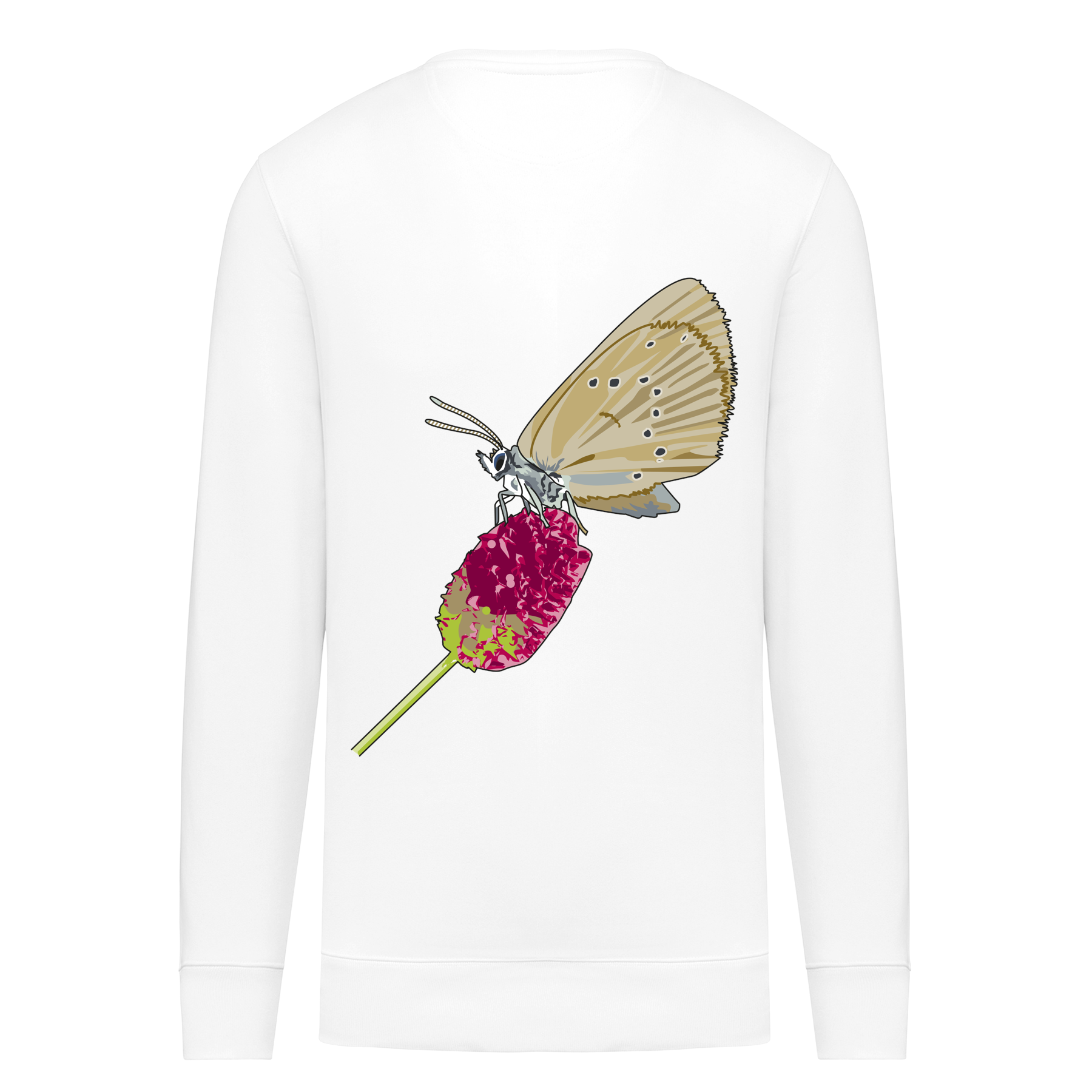 Dunkler Wiesenknopf-Ameisenbläuling Bio Männer Sweatshirt Backprint