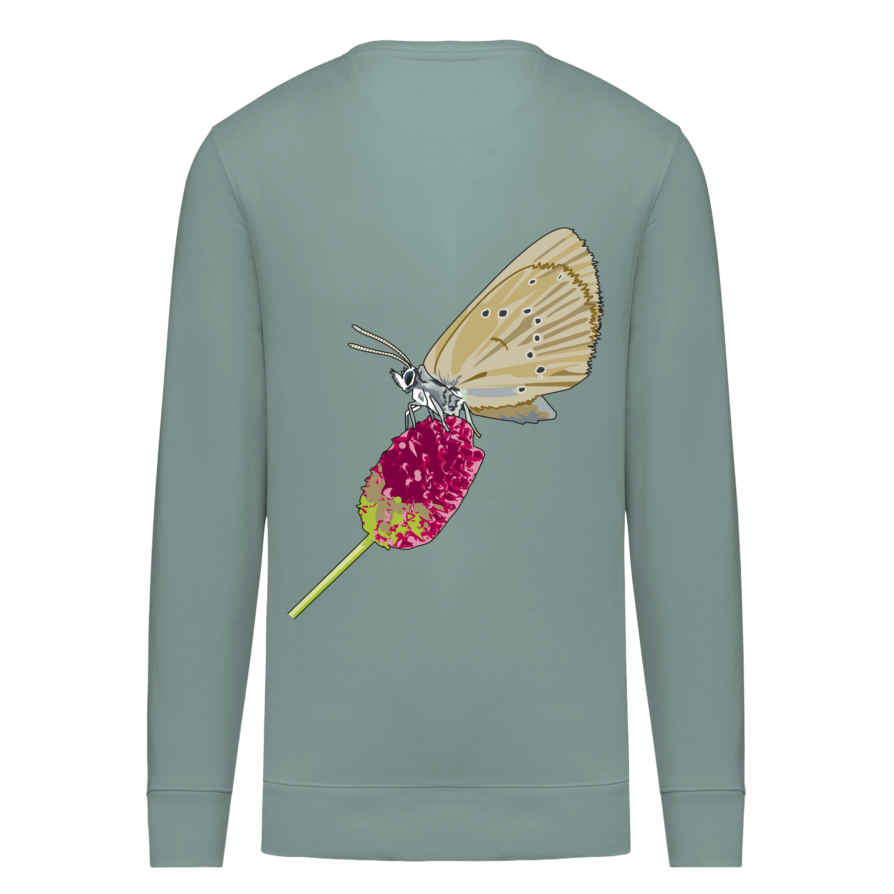 Dunkler Wiesenknopf-Ameisenbläuling Bio Unisex Sweatshirt Backprint