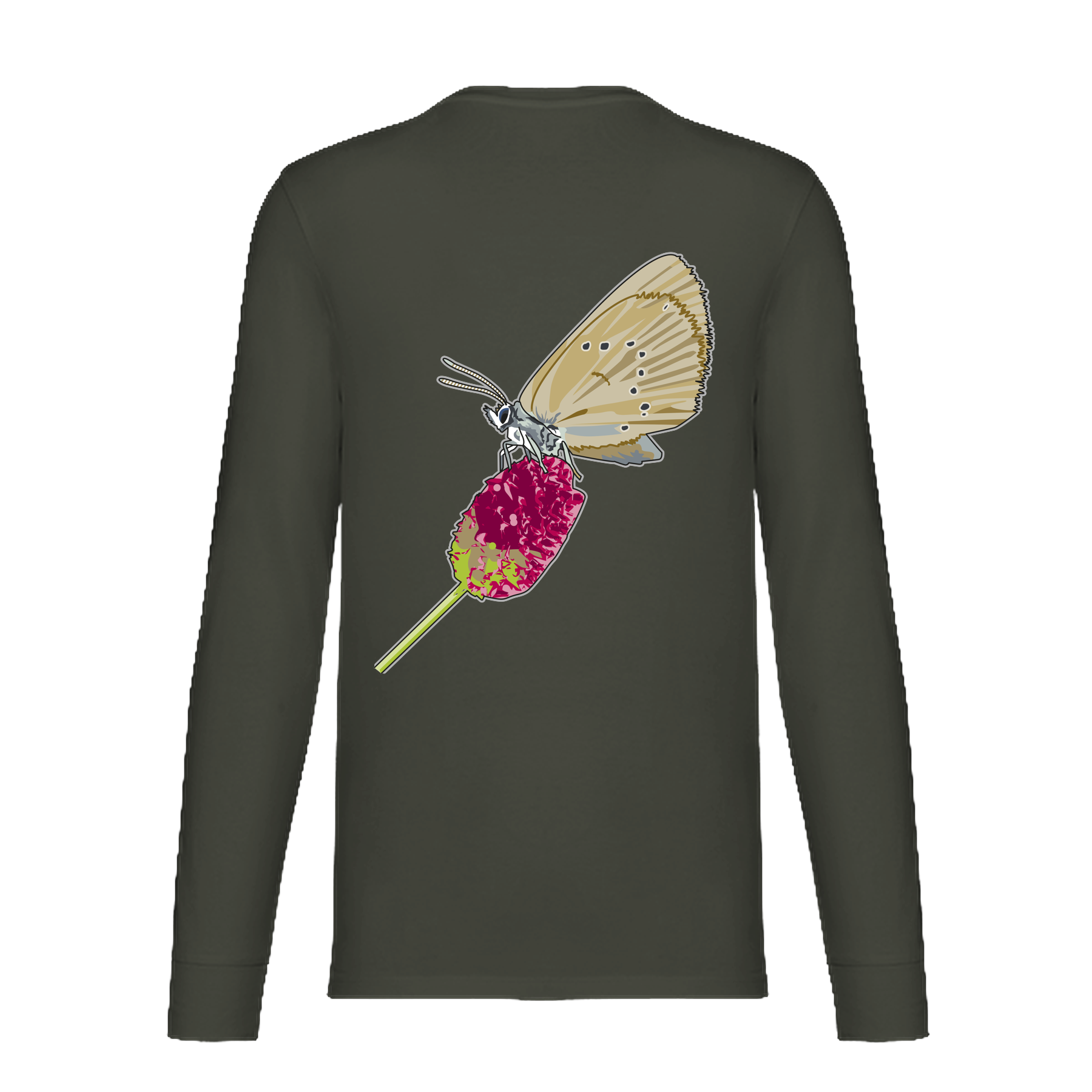 Dunkler Wiesenknopf-Ameisenbläuling Bio Unisex Longsleeve Backprint