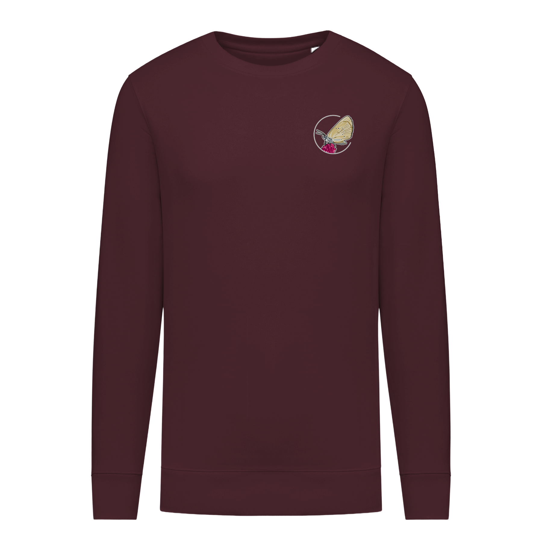 Dunkler Wiesenknopf-Ameisenbläuling Bio Männer Sweatshirt Backprint