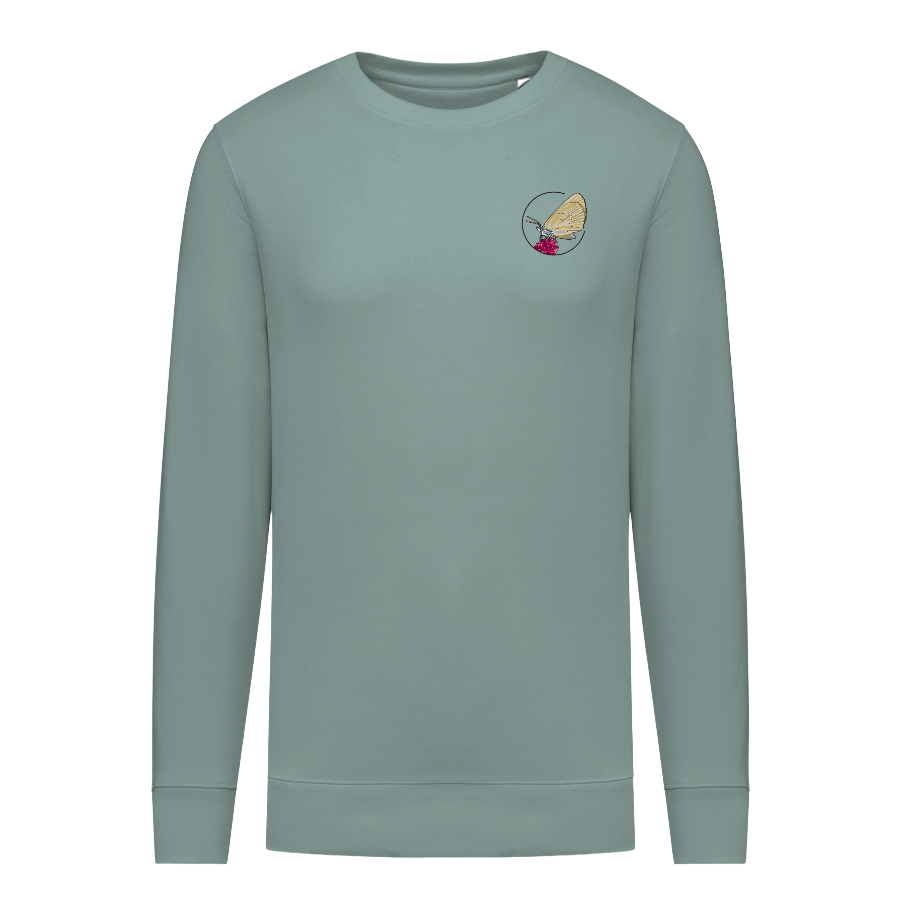 Dunkler Wiesenknopf-Ameisenbläuling Bio Unisex Sweatshirt Backprint
