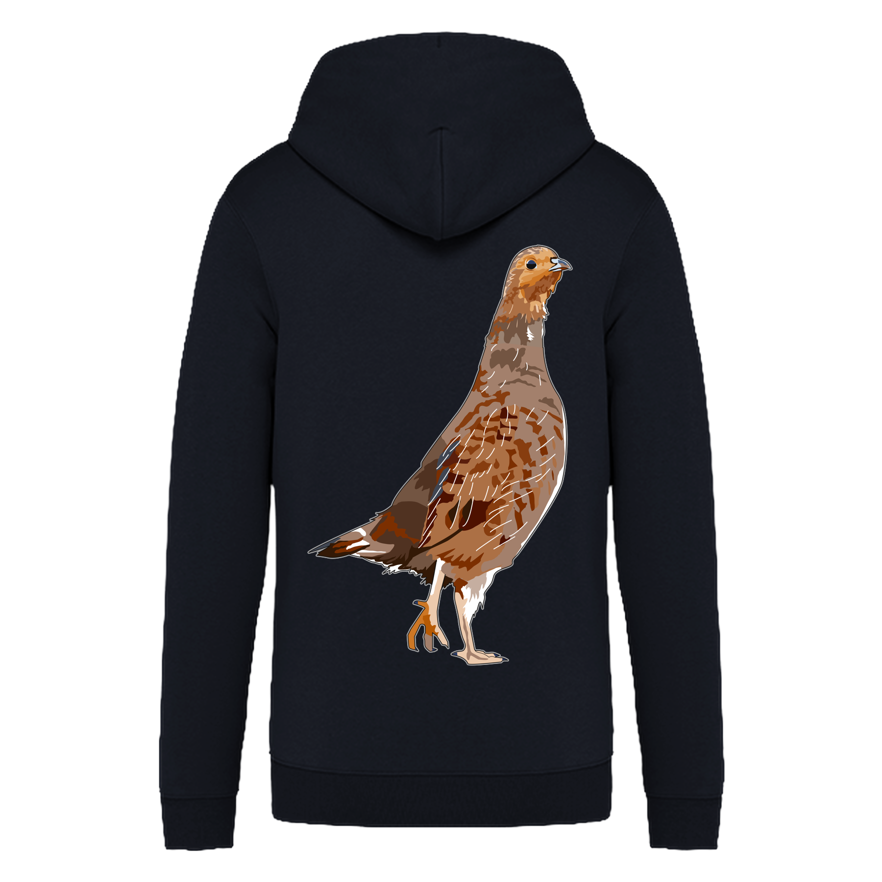 Rebhuhn Bio Unisex Zip-Hoodie Backprint