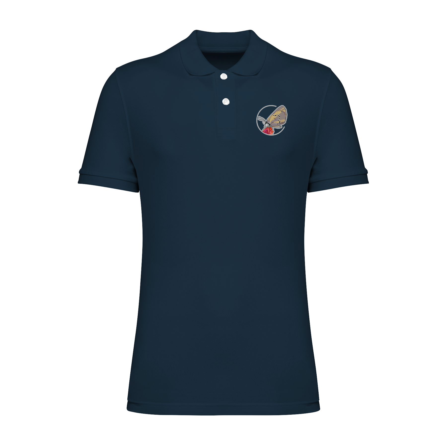 Dunkler Wiesenknopf-Ameisenbläuling Bio Männer Poloshirt Stick