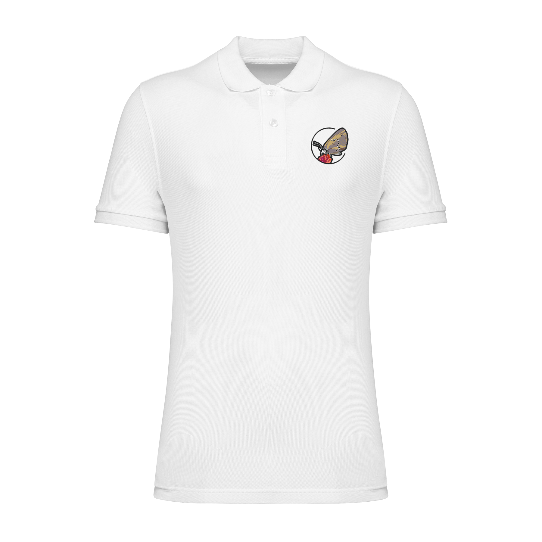 Dunkler Wiesenknopf-Ameisenbläuling Bio Männer Poloshirt Stick