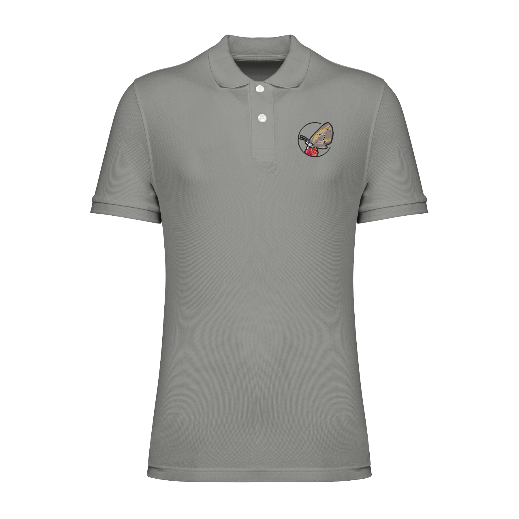 Dunkler Wiesenknopf-Ameisenbläuling Bio Männer Poloshirt Stick