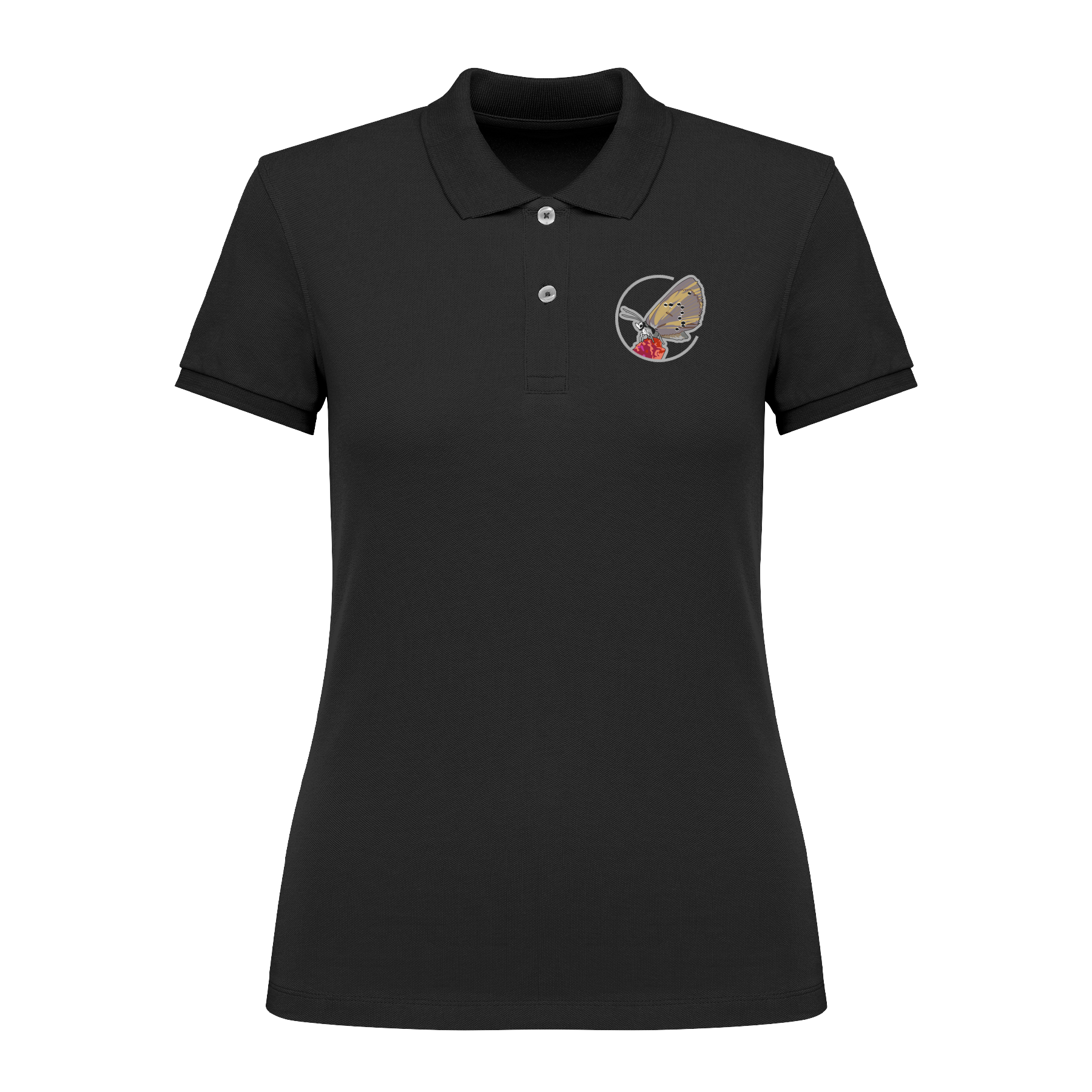 Dunkler Wiesenknopf-Ameisenbläuling Bio Frauen Poloshirt Stick