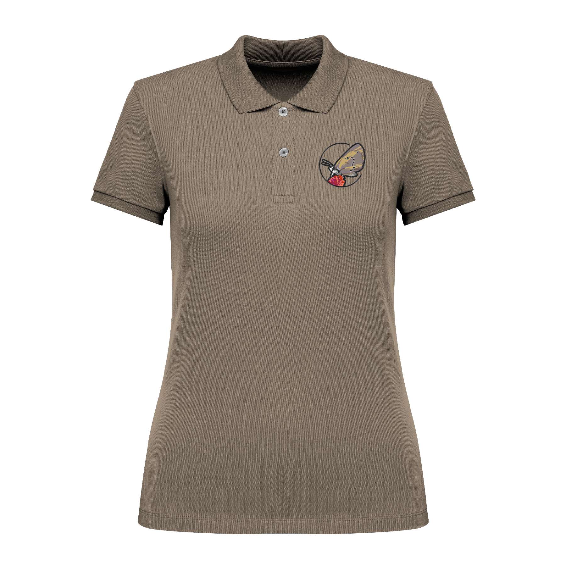 Dunkler Wiesenknopf-Ameisenbläuling Bio Frauen Poloshirt Stick