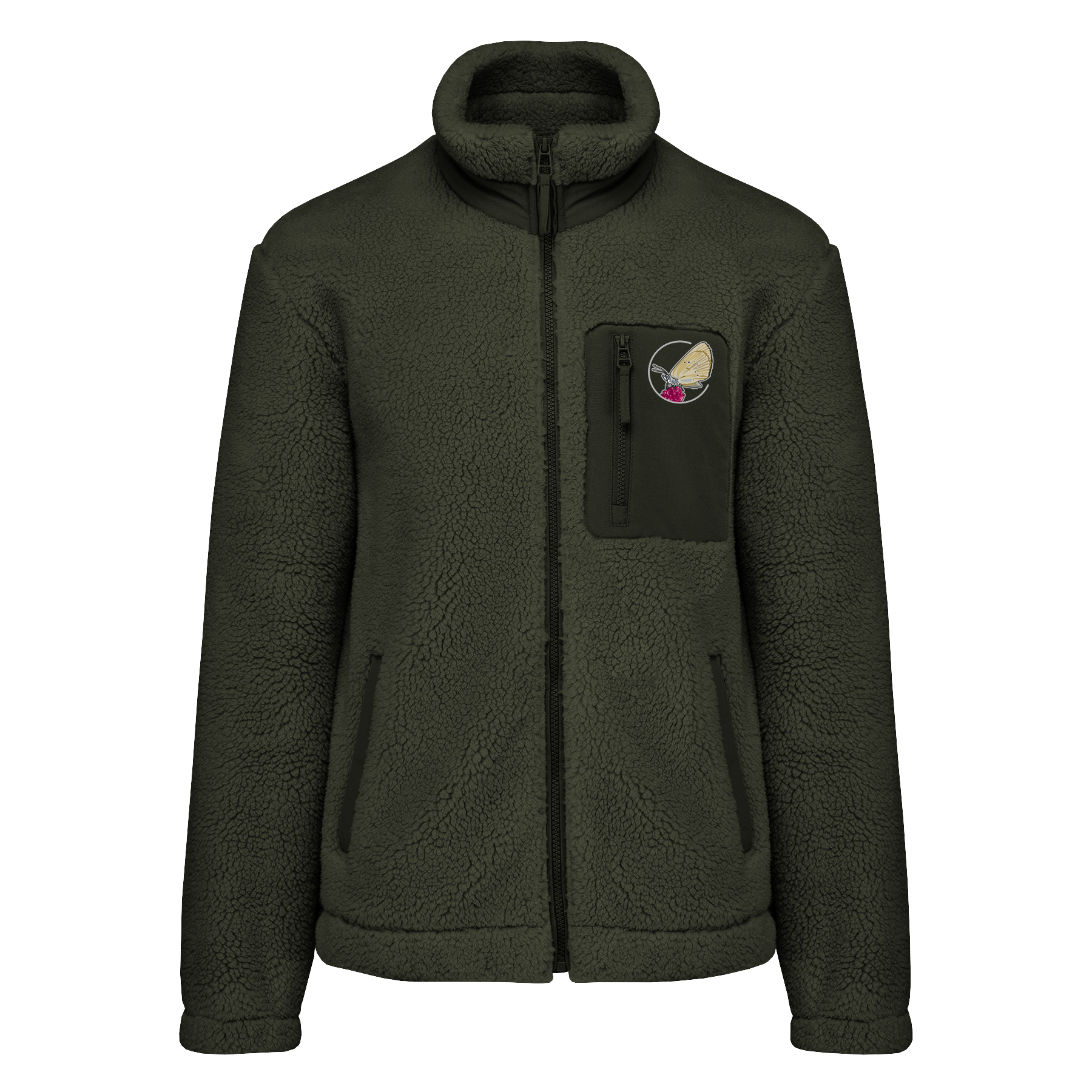 Dunkler Wiesenknopf-Ameisenbläuling Sherpa Unisex Jacke