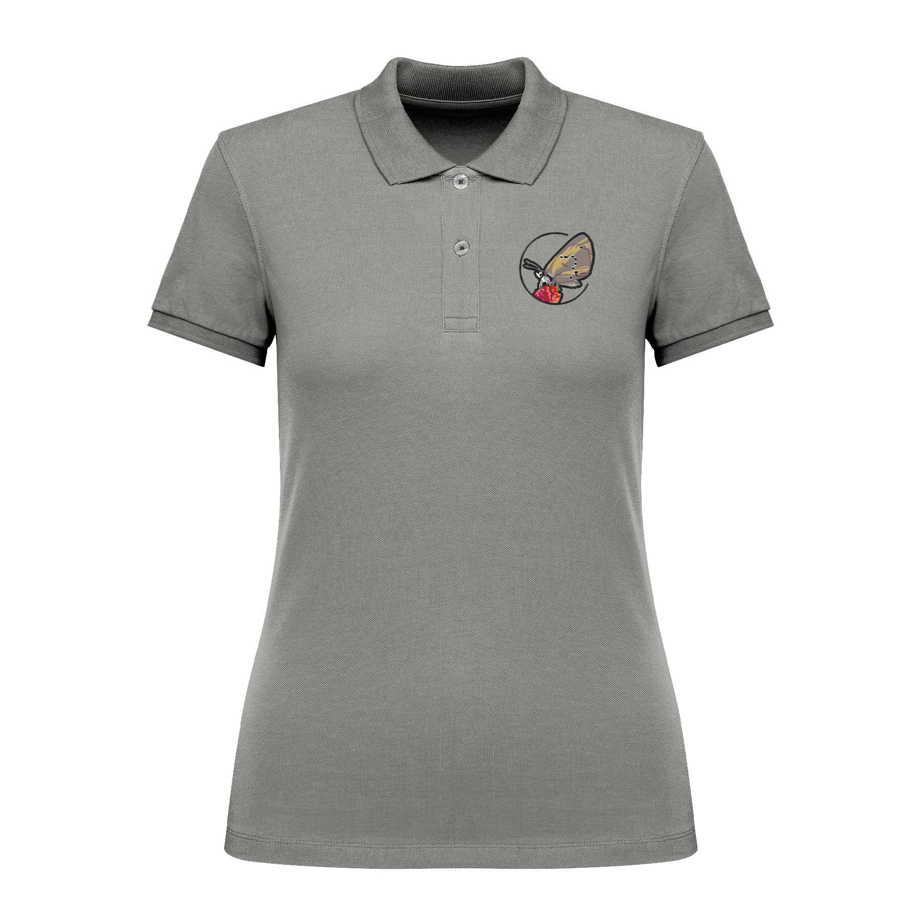 Dunkler Wiesenknopf-Ameisenbläuling Bio Frauen Poloshirt Stick