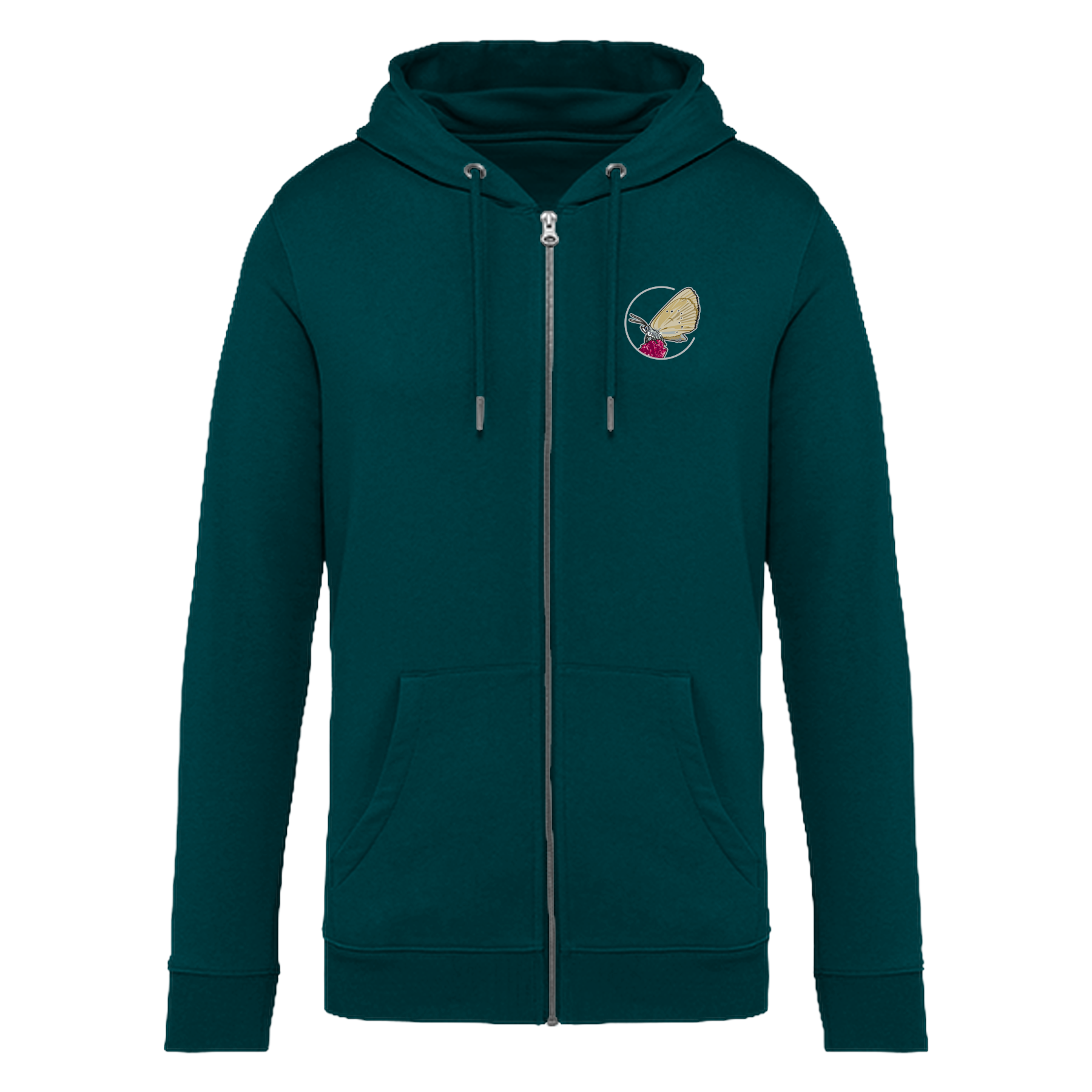 Dunkler Wiesenknopf-Ameisenbläuling Bio Unisex Zip-Hoodie