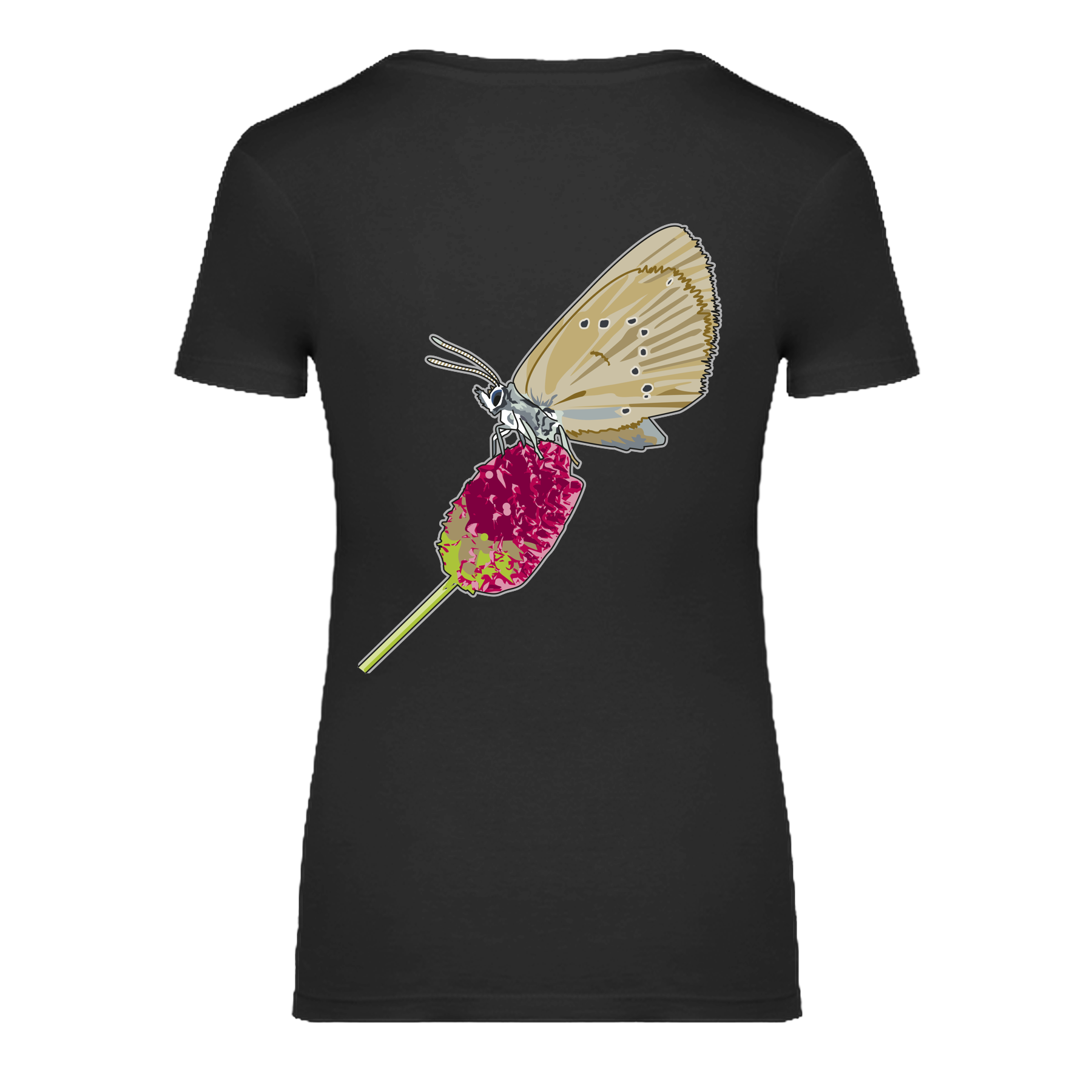 Dunkler Wiesenknopf-Ameisenbläuling Bio Frauen T-Shirt Backprint