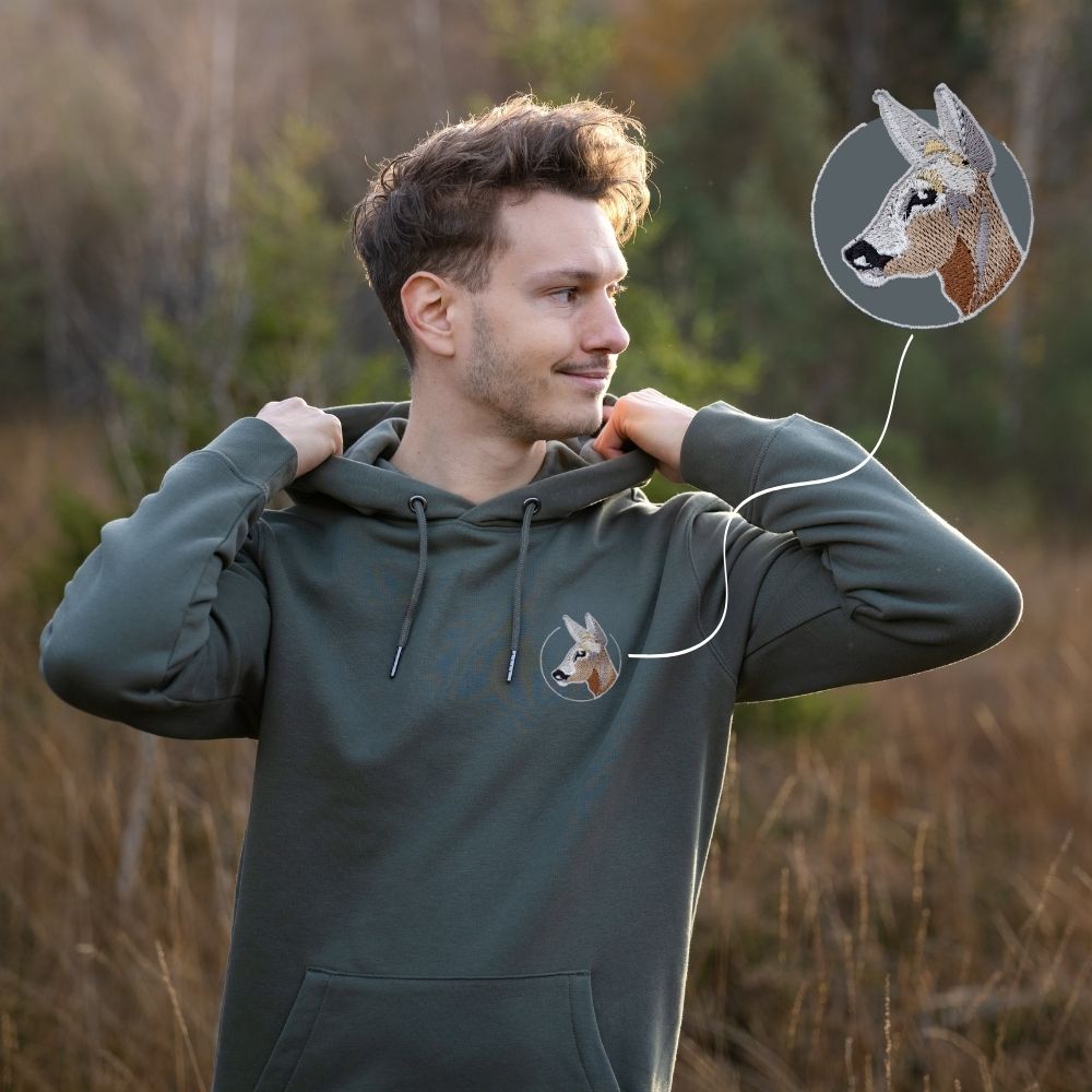 Reh Bio Männer Hoodie Stick