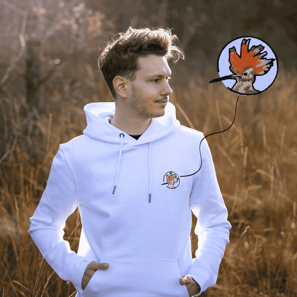 Wiedehopf Bio Männer Hoodie Stick