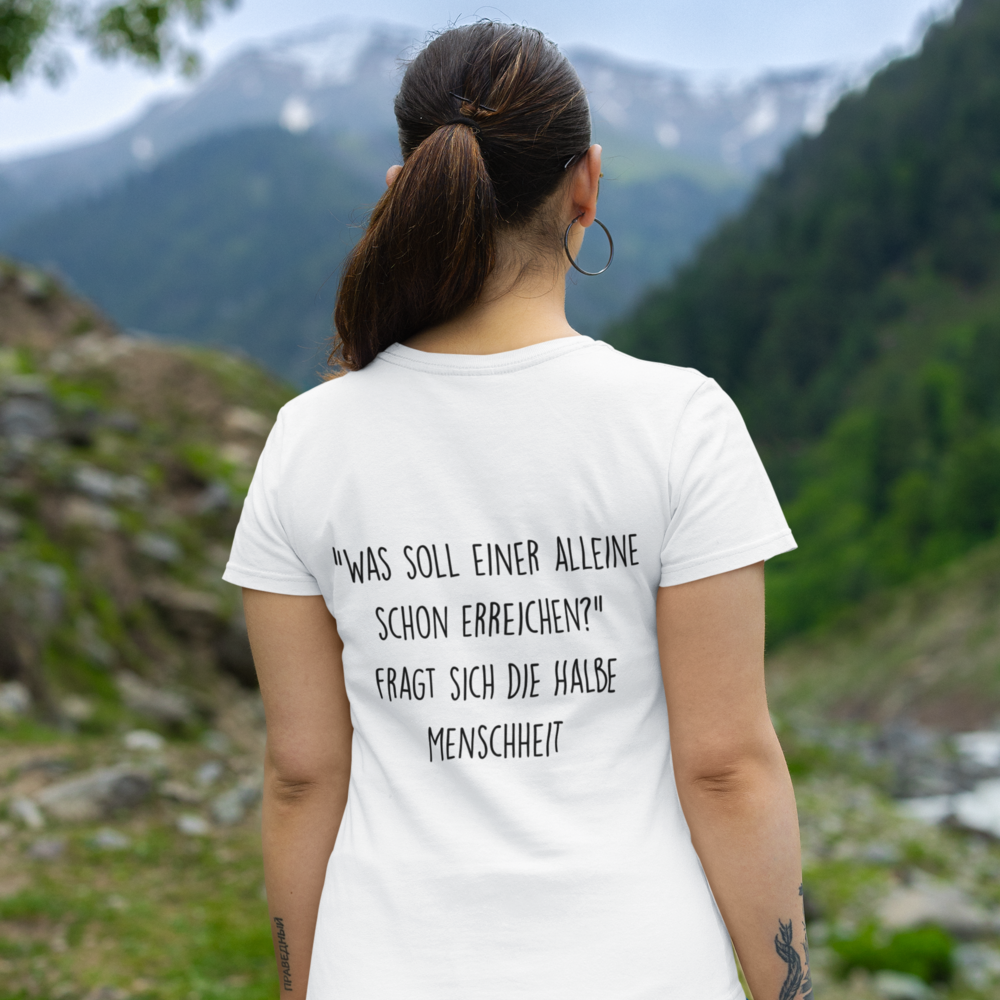 Menschheit 100% Bio Frauen T-Shirt Backprint