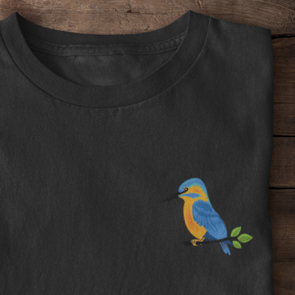 Eisvogel 100% Bio Frauen T-Shirt Brusttasche Farbe